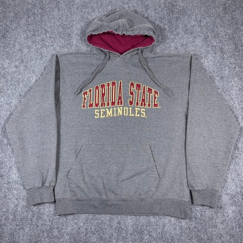 Florida State Seminoles Hoodie Mens Large Gray FSU Embroidered Sweatshirt